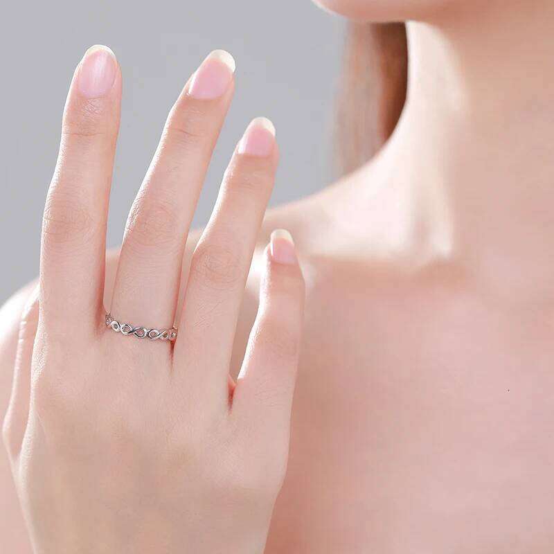 Ailmay Authentic 925 Sterling Silver Forever Infinite Finger for Women Simple Design Ring Statement Jewelry Party Gift H260312