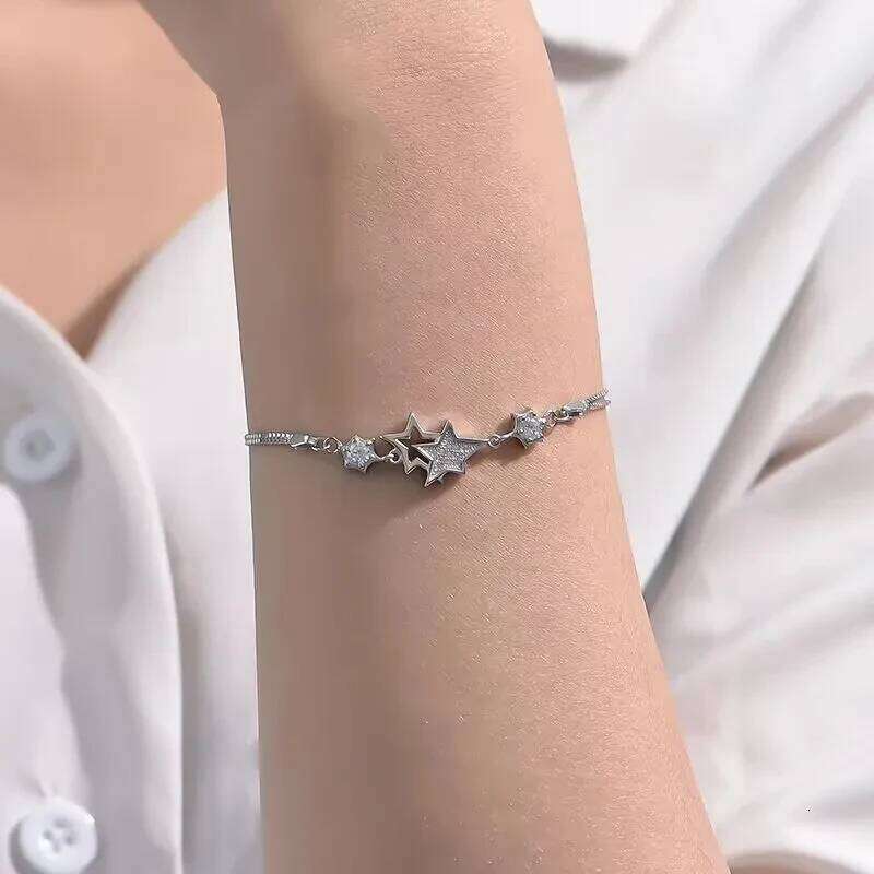 Original 925 Sterling Silver Elegant Charm Crystal Star Bracelets for Women Jewelry Fashion Party Wedding Accessories Z260313