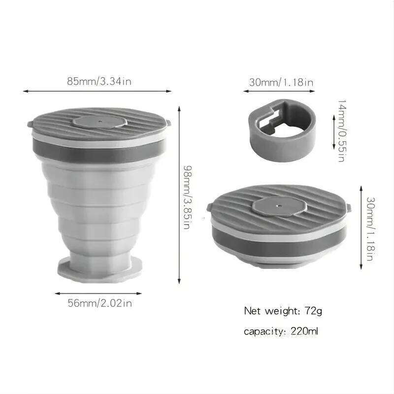 220ml Folding Food Grade Silicone Water Cup for Travel Camping Portable Retractable Environmental Friendly Drinkware Z260313