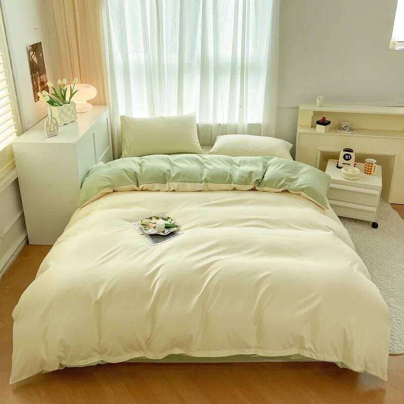 2-side Solid Color Brush Fabric 4 Pieces Duvet Pillowcase Bedding Set Bed Sheet Quilt Cover Single Queen King Size H260312 - view 4