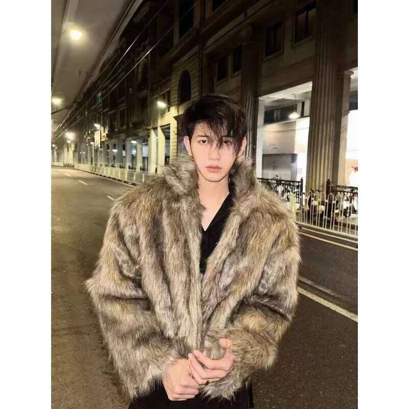Men's Warm Winter Thickened Faux Fox Fluffy New Trendy Overcoat Comfortable Fashion Fur Coat Men Jackets Z260313