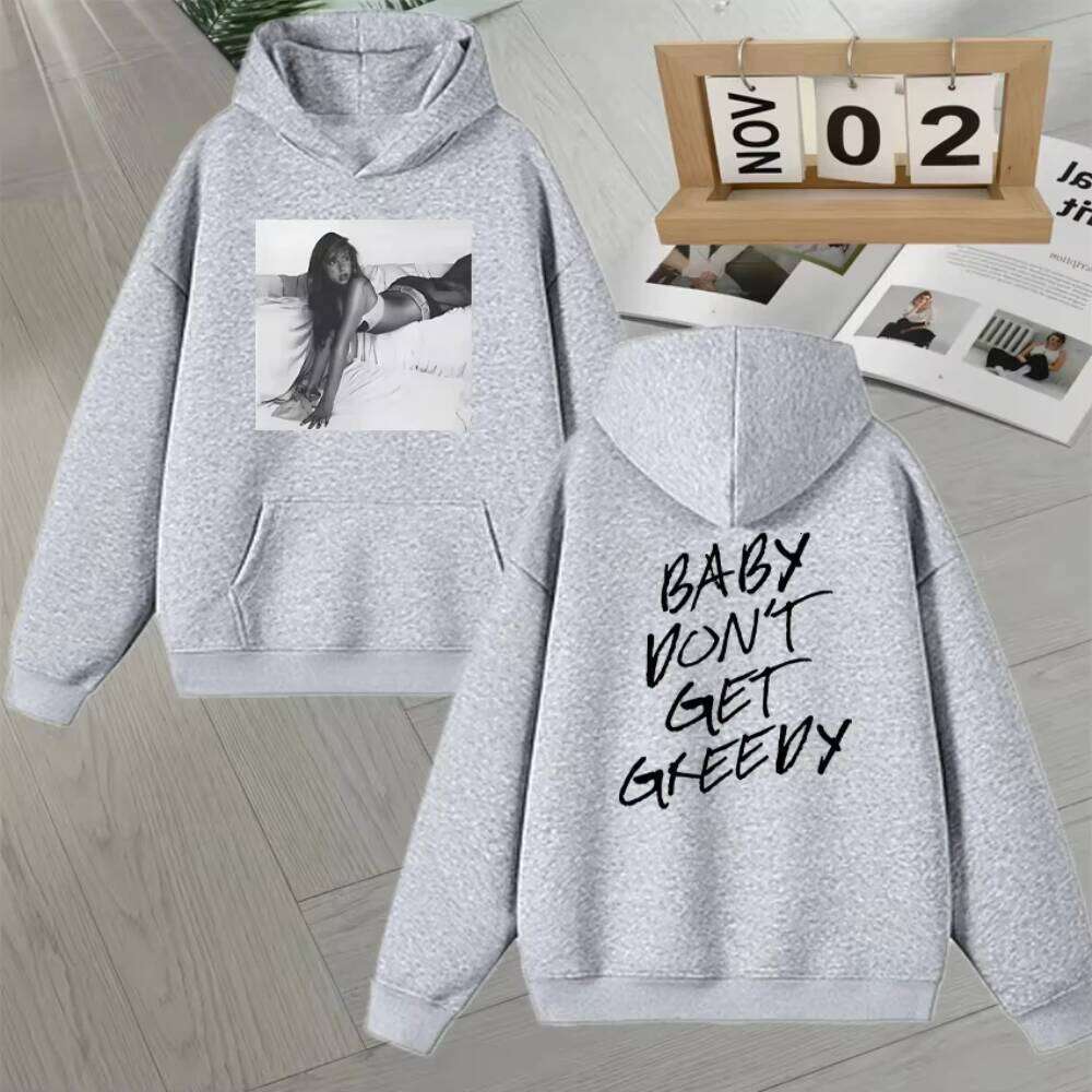 Hot New Singer Tate Mcrae Baby Don't Get Greedy Album Double Sided Printed Male Hoodies Long Sleeve Men Women Fleece Sweatshirts Z260314
