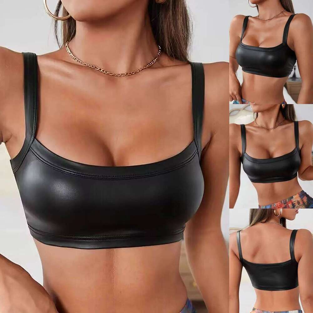 Lingerie Push Up Chic And Supportive Women S Faux Leather Square Neck Crop Top Trendy Roll Play Lingeries For Hot Luanyun luanyun