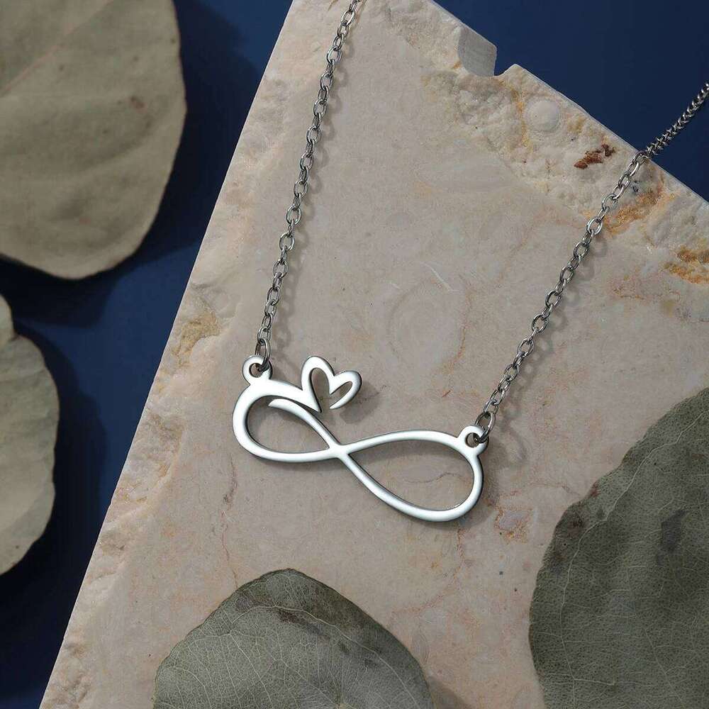 Kinitial Simple Infinity With Heart Pendant Necklace For Women Wedding Jewelry Stainless Steel Necklaces H260312