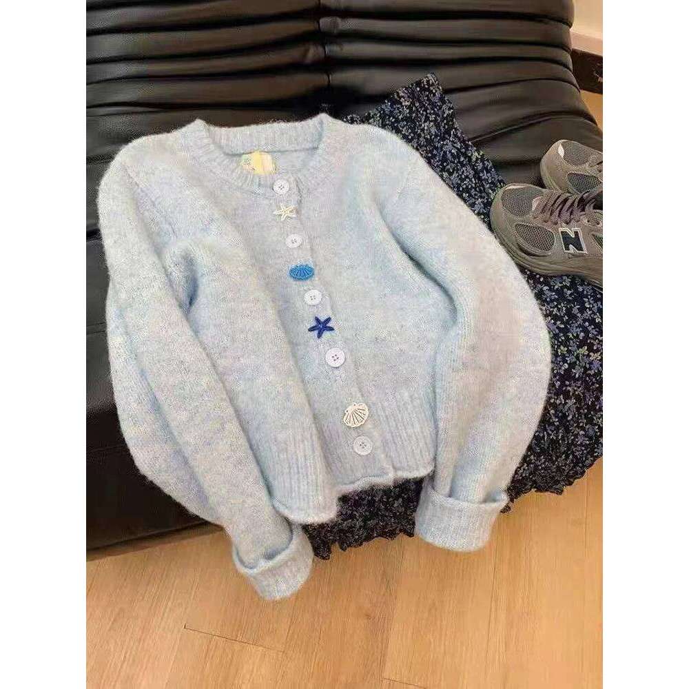 Autumn Knit Cardigan Women Fashion Loose Single Breasted O Neck Coat Korean Soft Lazy Style Long Sleeve Knitted Sweater Z260313