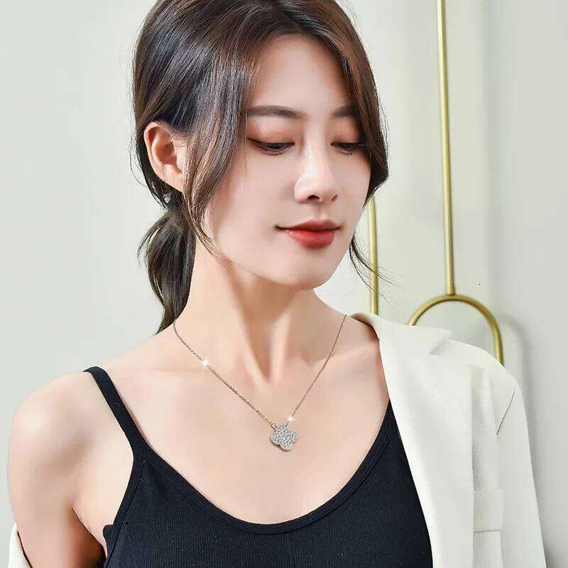 Korean Japanese Simple Style Cr Full Diamond Necklace Colorfast Elegant Jewelry Accessory from Mainland China H260312