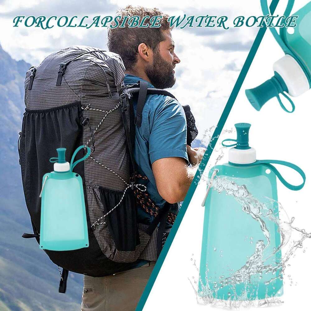 550ml Soft Folding Collapsibles Bottle Silicone Outdoor Sport Portable Water Bag Running Camping Z260314