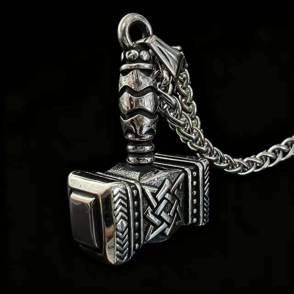 HNSP 316L Stainless Steel Norse Mythology Mjolnir Odin Rune Thor Hammer Pendant Necklace For Men Gift Viking Jewelry Accessories H260312