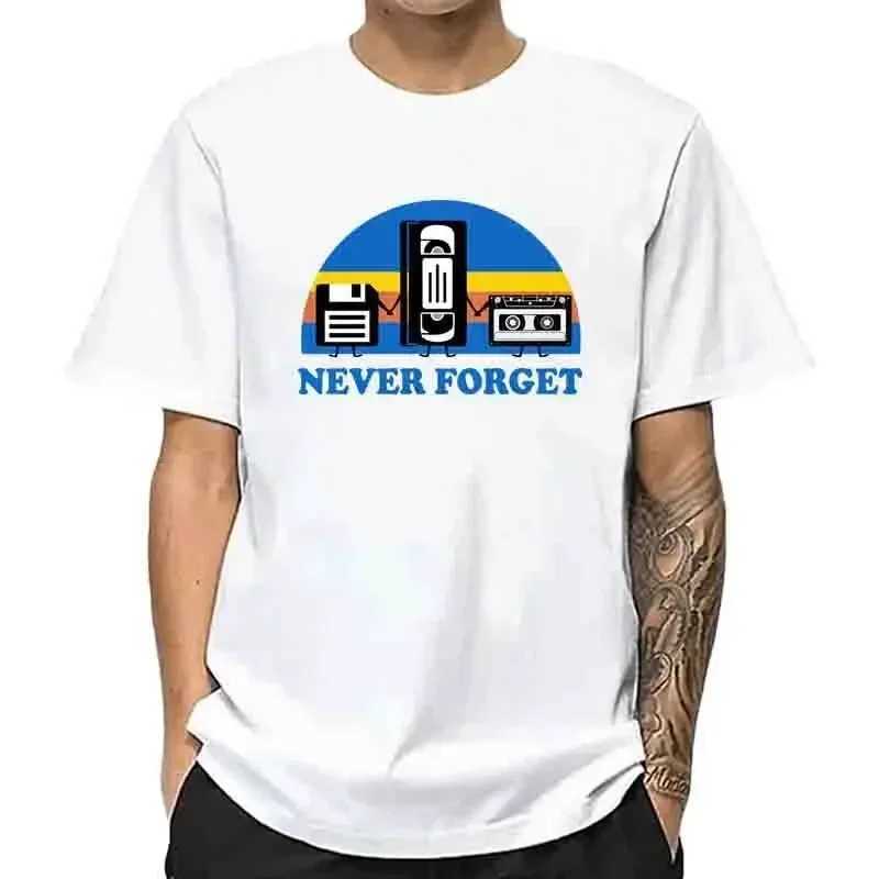 Summer Mens T-shirt Never Forget Sarcastic Graphic Music Funny Printed 100 Cotton T-Shirt Loose Male Top Casual Short Sleeve D260313