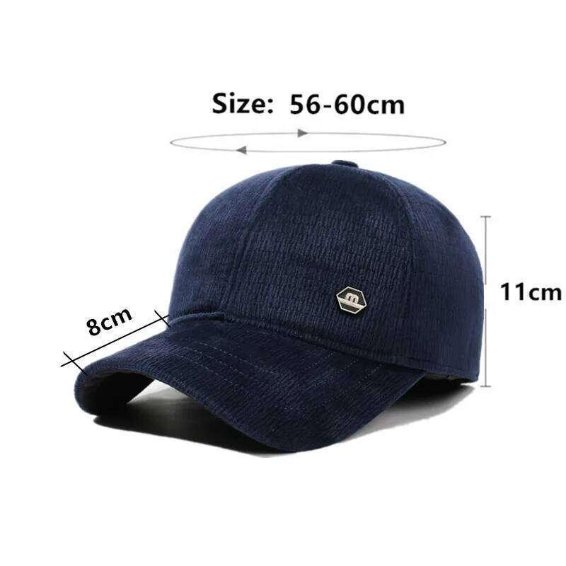 New Winter Fleece-lined Plush Thickened Warm Baseball Caps For Men Coldproof Earmuff Hats Elderly People Cotton Hat Snapback Cap Z260313