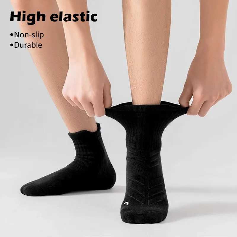 Wear-resistant Sports Socks for Men Youth Anti Odor Thicken Mid-calf Socks Anti-slip Marathon Running Cycling Hiking Socks 39-48 D260313