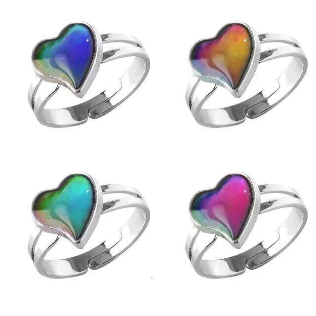 rs' Heart-Shaped Color Change Mood Adjustable Emotion Feeling Changeable Temperature Ring 1PC Dropshipping Gift H260312