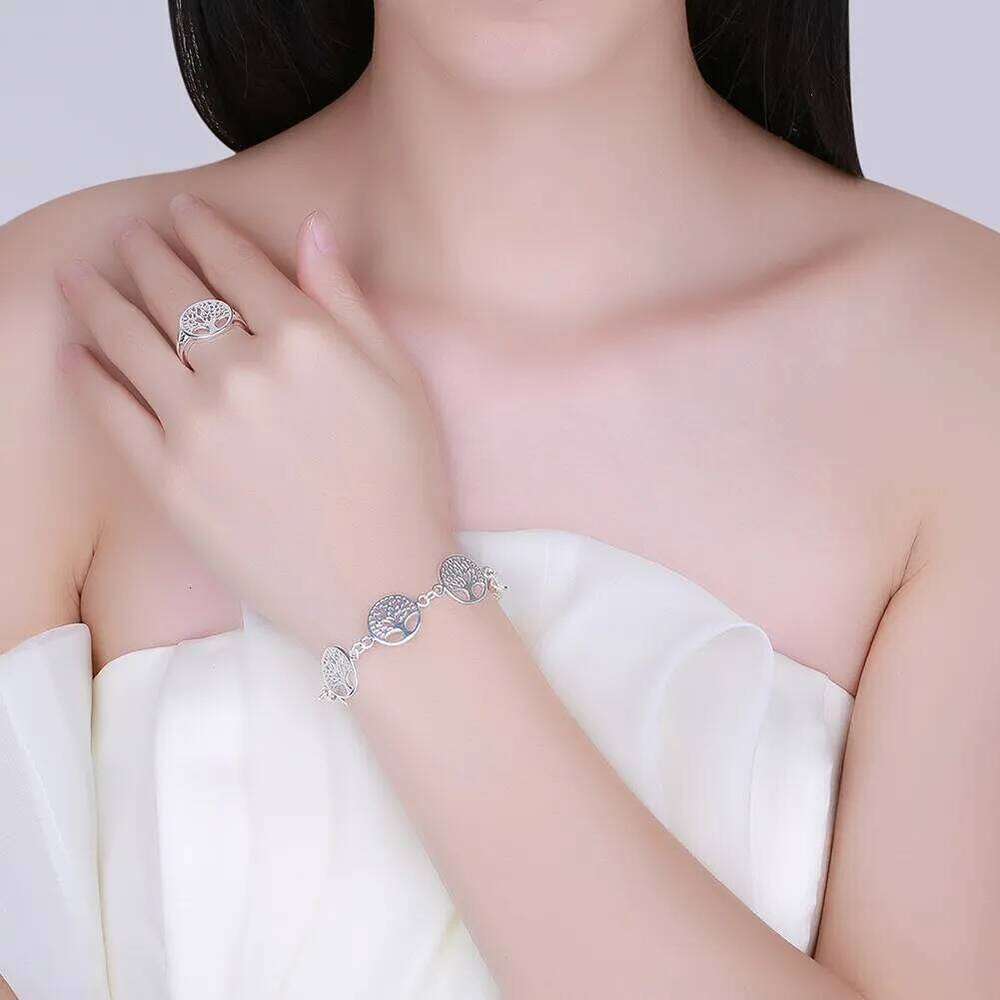 URMYLADY New wedding 925 sterling silver bracelet beautiful Tree flowers for women classic fashion jewelry wholesale 20CM Noble Z260313