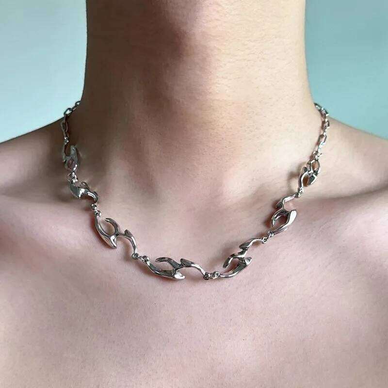 New Punk Irregular Titanium Steel for Man Hip Hop Necklace Collar Unisex Jewelry Street Choker Chain Accessories H260312