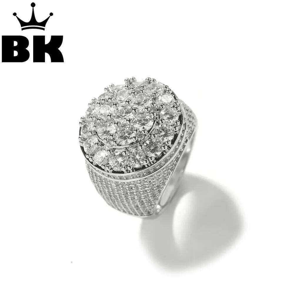 THE BLING KING Women's Round Cut CZ Stone Ring Iced Out Fllower Cluster High Quality Engagement Wedding Big Rings Jewelry H260312