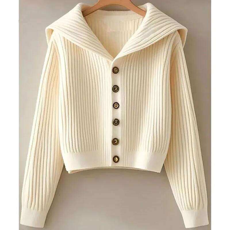 Spring Autumn Women Leisure Solid Color Knitted Retro Lady Fashion Long Sleeves Sweater Cardigan Lazy Wind Female Knitting Top Z260313