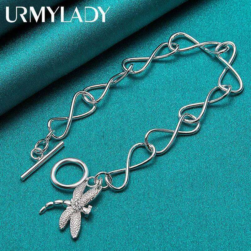 URMYLADY 925 Sterling Silver Dragonfly Zircon Pendant Bracelet For Women Wedding Party Fashion Jewelry Z260313