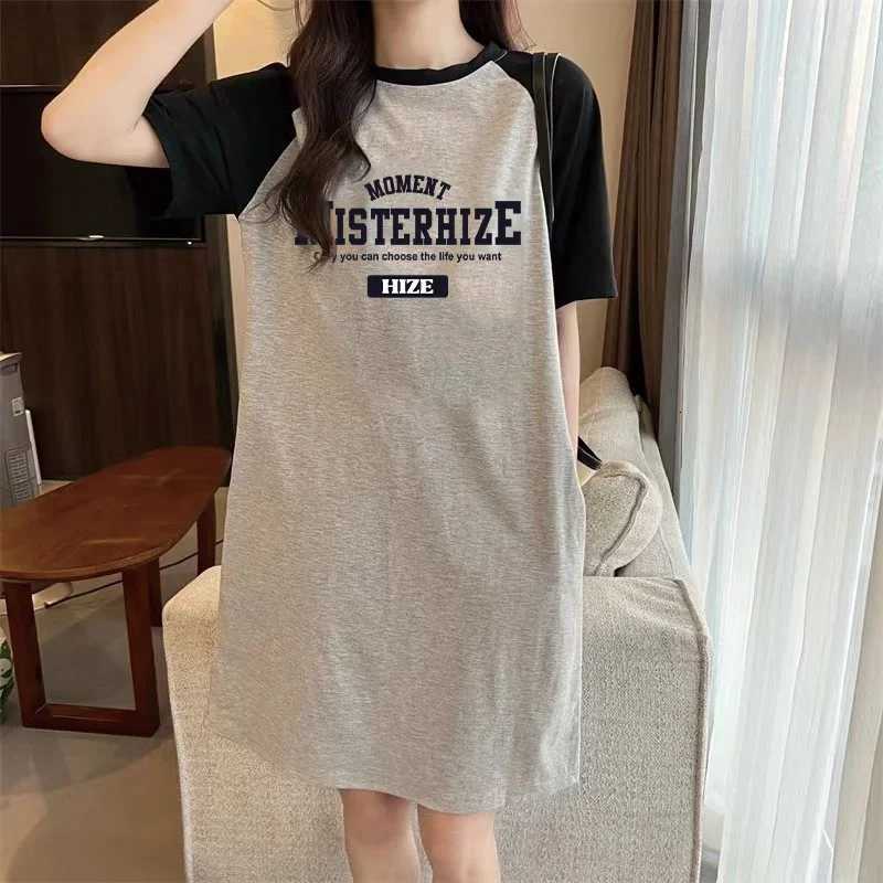 Summer Fashion Trend New Simple Letter Printing Loose Round Neck Short-sleeved Womens DressT260314