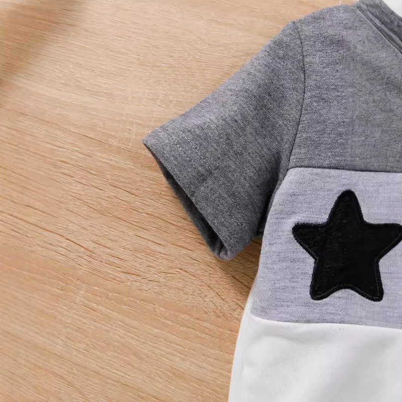 Clothing Sets Summer new style girls' patchwork top with short sleeves washed distressed children's clothing denim pants boys' denim se