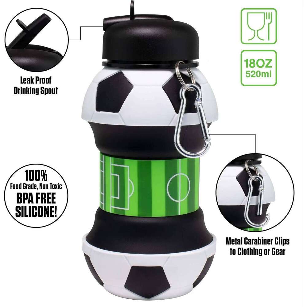 Soft Silicon Sports Bottle Water Basketball Soccer Ball BPA free for Kids Gift Father's Holiday Free Shipping Z260314