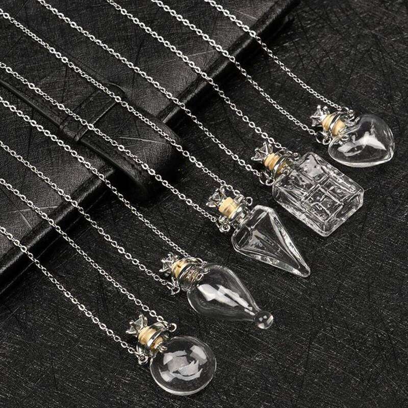 Transparent Heart Bottle Necklaces Titanium Steel Chain Make a for Wish Blood Vial Necklace Women Jewelry H260312