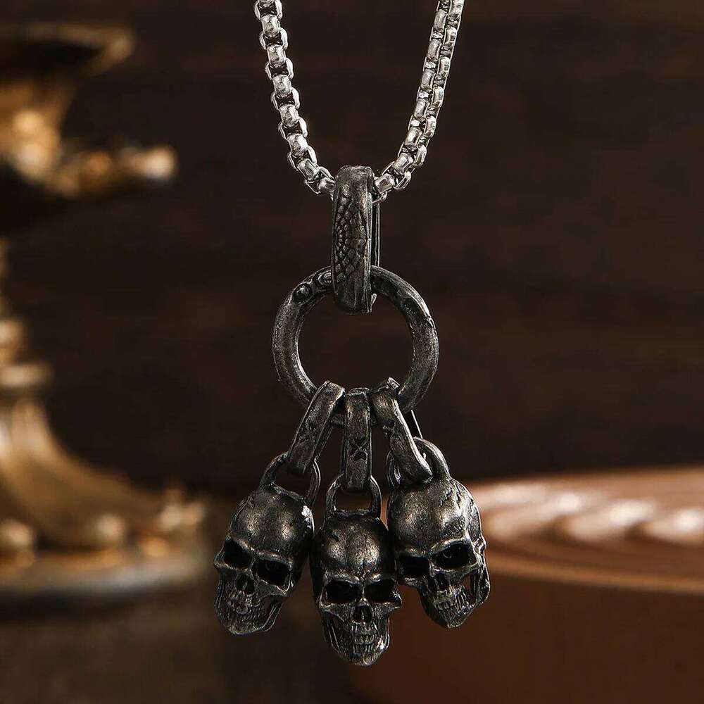 Retro Punk Skull Pendant Dark Personality Trendy Accessories Handsome Men's and Women's Same Style Fried Street Necklace H260312