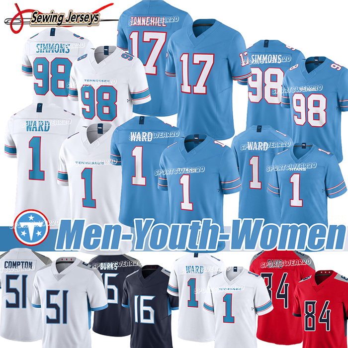 Tennesse city Titan Jersey #1 Ward #20 Pollard #98 Simmons Titan Jersey Cameron Ward Tony Pollard Jeffery Simmons Tennessees city Titanss Jersey