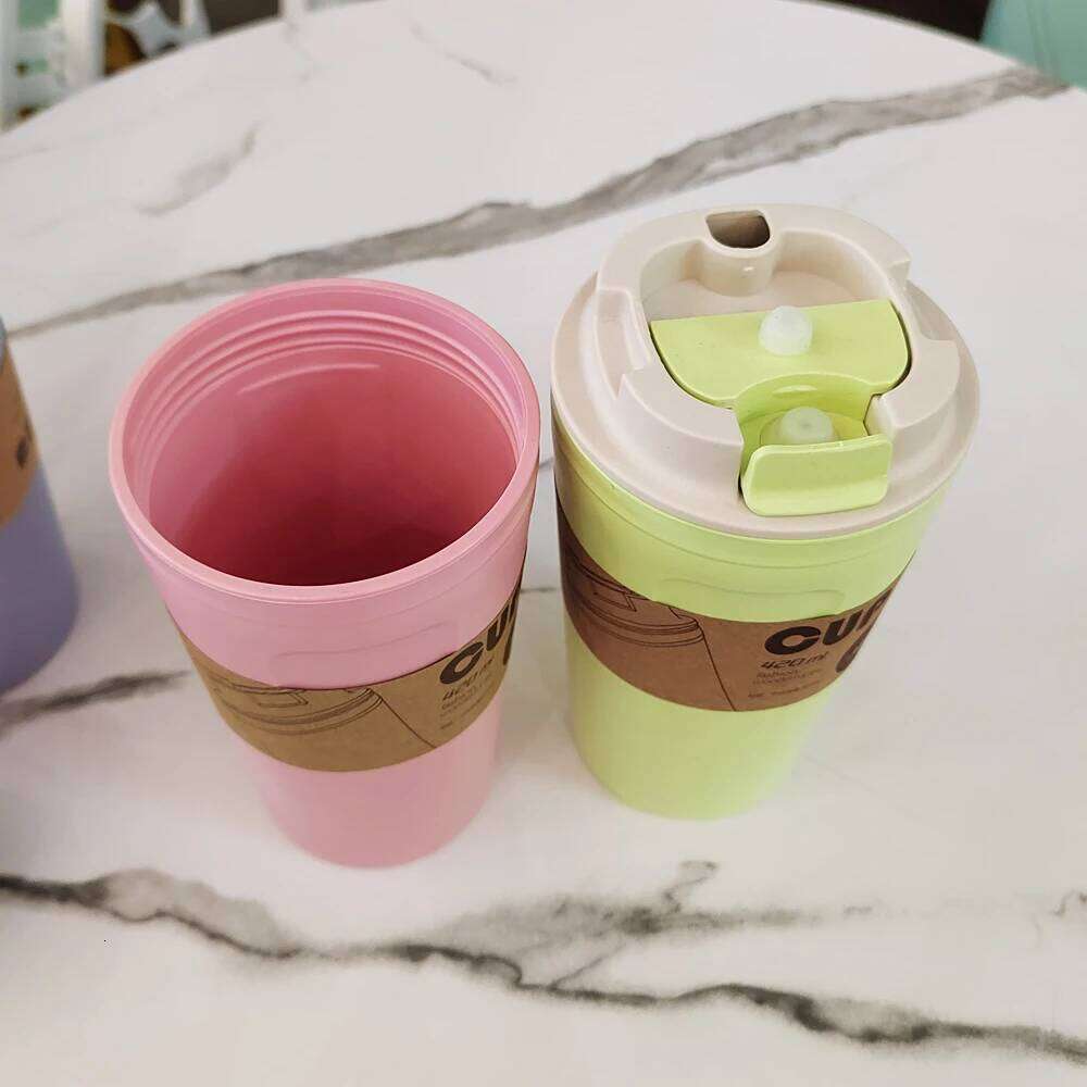 Travel Mug Eco-friendly Bamboo Fiber Coffee Cup Silicone Ring Lid Christmas Gift Mugs 420ml Z260313