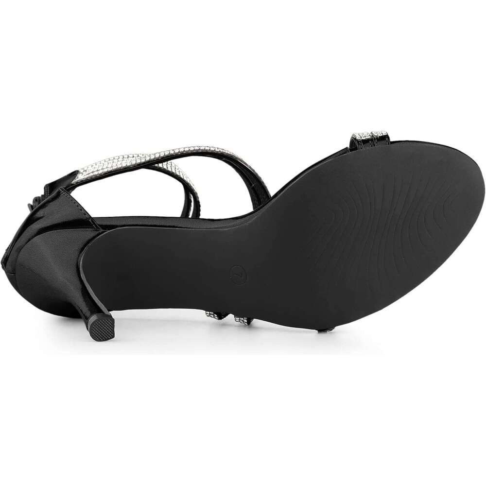 Women S Ankle Strap Rhinestone Stiletto Heeled Sandals MOJIDASHU