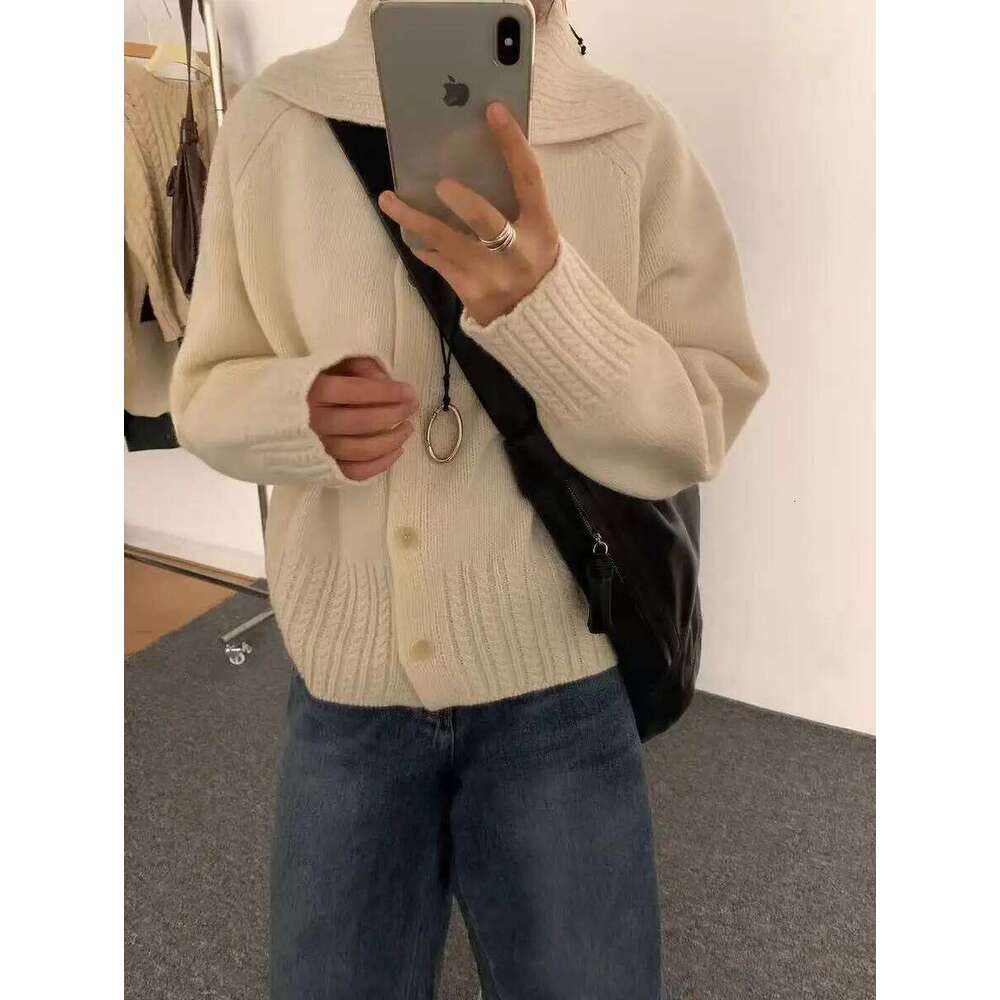 Korean High Neck Colid Color Sweater Women's Autumn Winter Temperament Single Breasted Casual Long Sleeve Knitted Caedigan Top Z260313