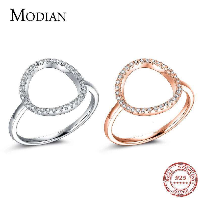 Classic Fashion Hollow out Hoop Sparkling White And Rose Ring Cubic Zirconia Jewelry Real Solid 925 Sterling Silver Rings H260312