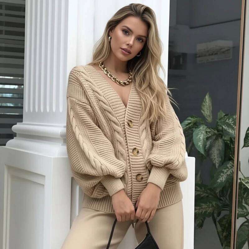 Spring New Bohemian Women's Cardigan V-Neck Long-sleeved Sweater Autumn Retro Elegant Single-breasted Knitwear Jacket Z260313