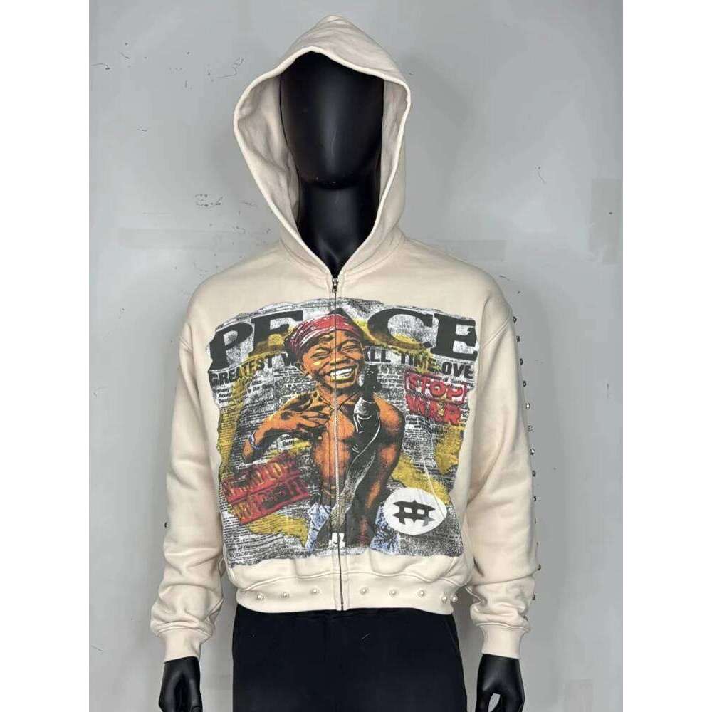 Autumn/Winter Gothic Punk Couple Retro Design Bead Print Graffiti Printed Hoodie Sweatshirt Z260315