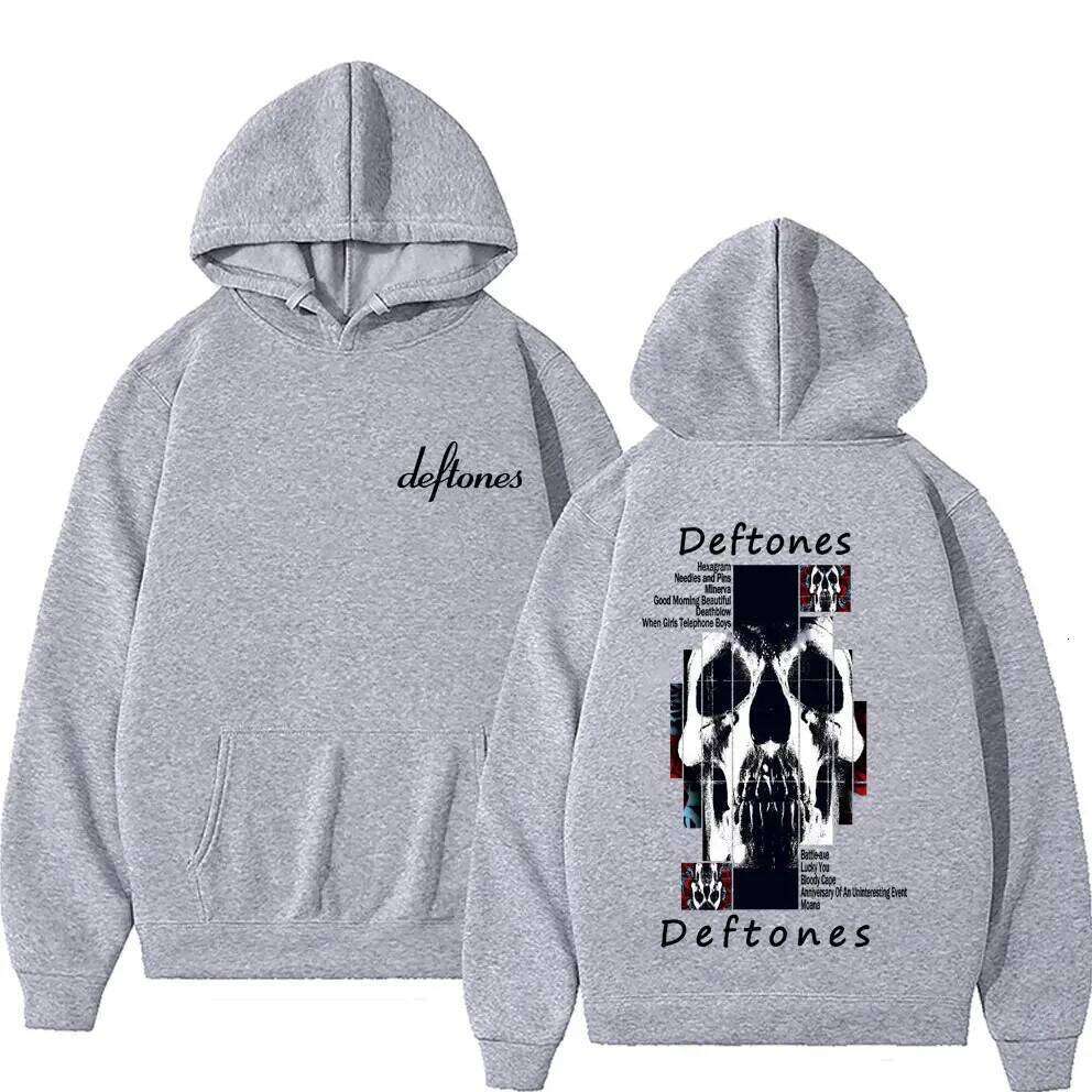 Deftones Album Graphic Hoodie Skeleton Merch Sweatshirt Men Women Vintage Rock Pop Music Hoodies Male Casual Oversized Pullover Z260314