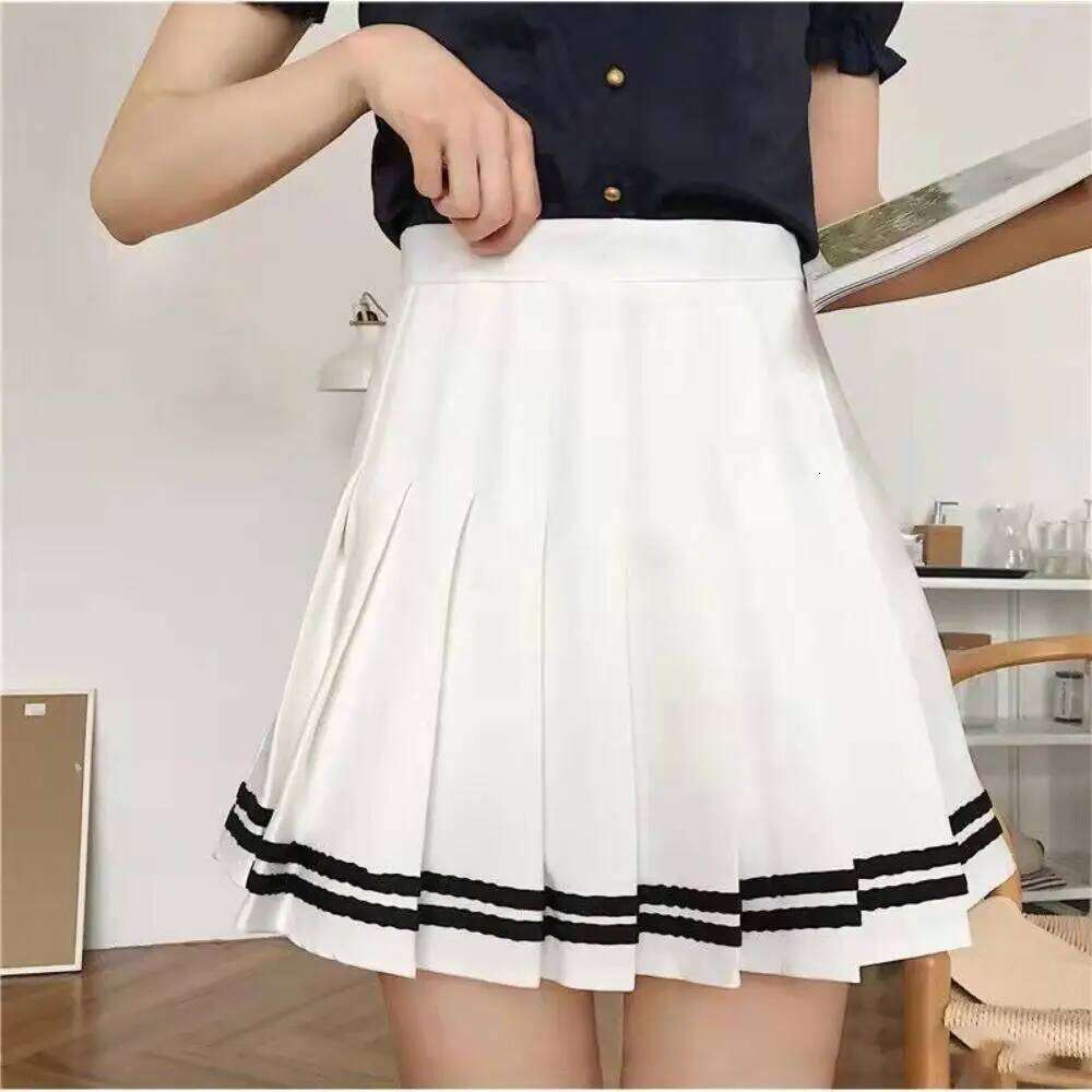 Korean Style High Waist Mini Women Punk Fashion JK Black Pleated Skirts Vintage Patchwork Striped A-line Skirt Z260314