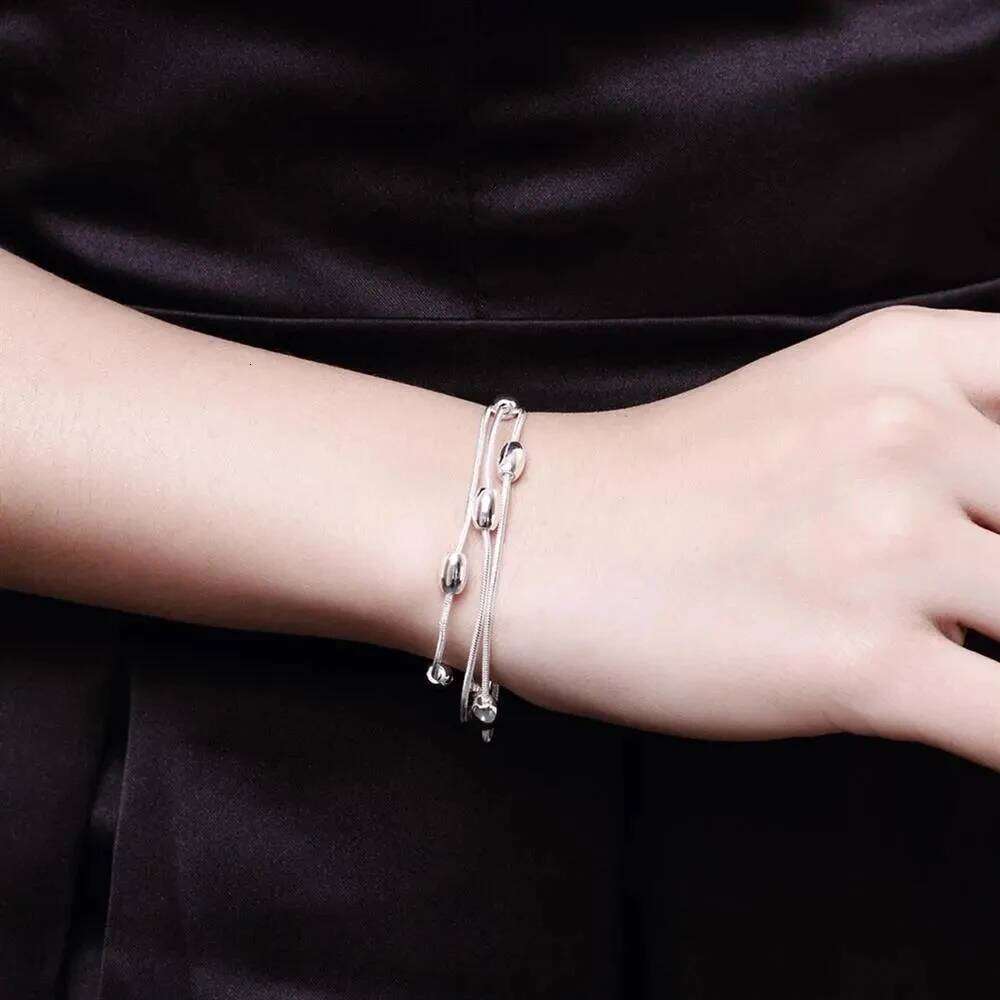 925 sterling silver elegant Snake chain beads Bracelets for women Fashion Party Wedding Accessories Jewelry Christmas Gifts Z260313