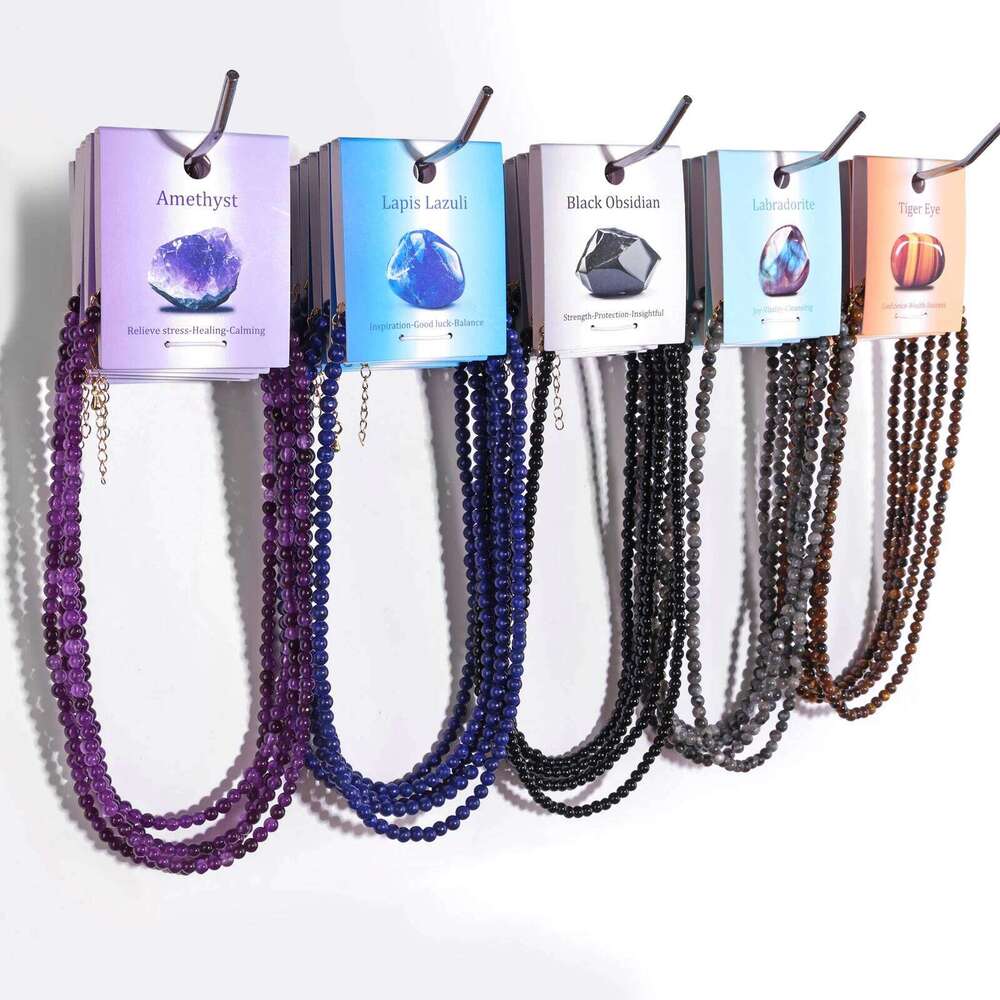 4mm Black Obsidian Necklace Natural Stone Tiger Eye Quartzs Round Beads Necklaces for Women Men Friendship Choker H260312