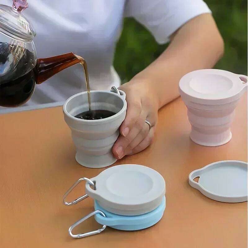 1-10PCS Foldable Large Capacity Mini Silicone Portable Tea Outdoor Travel with Lid Coffee Telescopic Cup Z260314