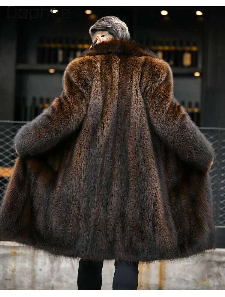 High-end Luxurious Stylish Men's Eco-friendly Coat Mid-length Overcoat 2025 Winter New Faux Mink Fur Coats Z260313