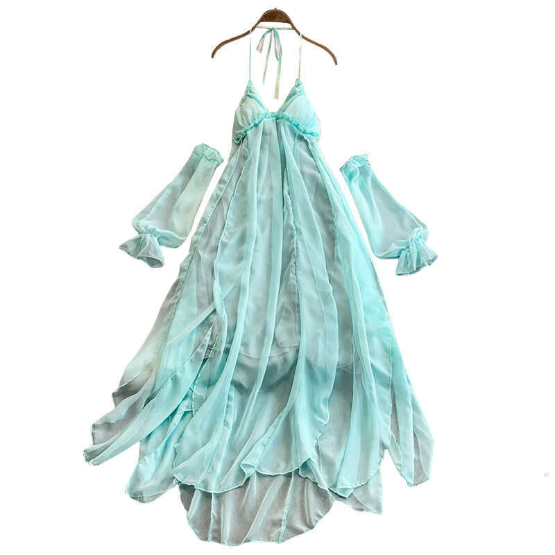 Women's pure desire holiday dress summer new romantic ethereal with pleated chiffon suspenders and shoulder straps