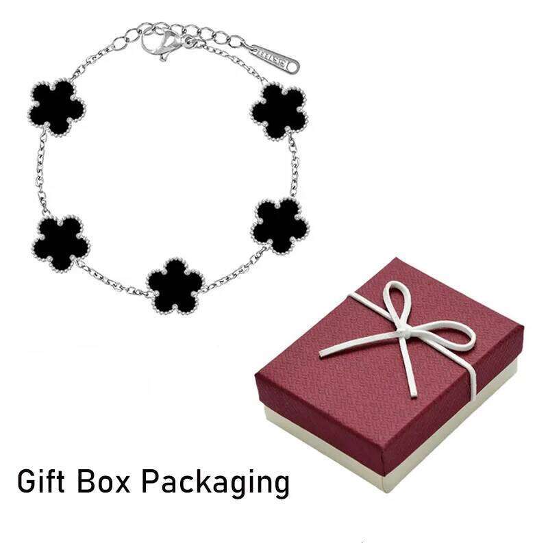 Valentine's Day Stainless Steel Bracelet Women With Gift Box Couple Bracelets Woman Man Charm Clover Fashion Jewelry Z260313