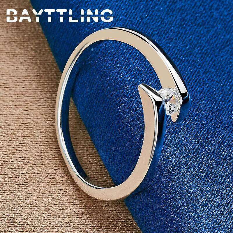 925 Sterling Silver 7/8/9/10# Simple Fashion Zircon Ring For Women Wedding Party Gift Jewelry Accessories H260312