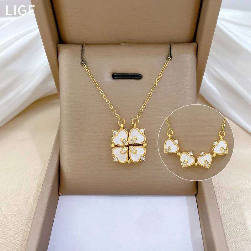 Necklace Deformation Cheap Women's Heart Open Flower Cr Versatile Collarbone Chain Titanium Steel H260312