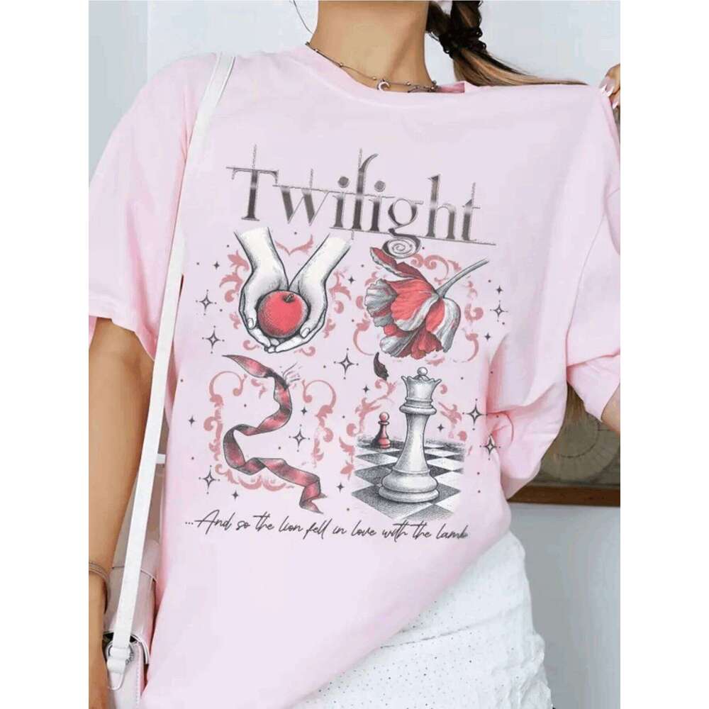 Inspired Book Cover Aesthetic TShirt Twilight Saga Fan Gift Vampires Wolves Romance Unisex Shirt Z260314