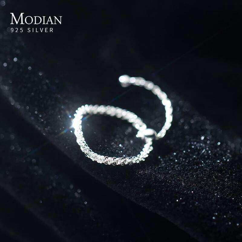 Modian 2021 New Real 925 Sterling Silver Dazzling Cute Adjustable Chain Finger Rings For Women Wedding Jewelry Accessories Anel H260312