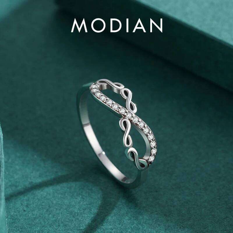 Modian Original 925 Sterling Silver Infinite Simulated Diamond Finger Ring Vintage CZ Fine Jewelry For Women Party Gifts H260312