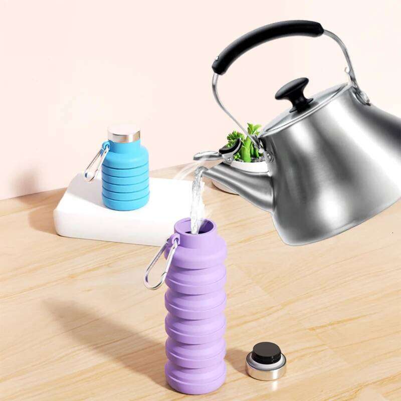 Food Grade Silicone Foldable Water Bottle, Creative and Portable, Suitable for Outdoor Sports, Lightweight, Easy To Fold Z260313