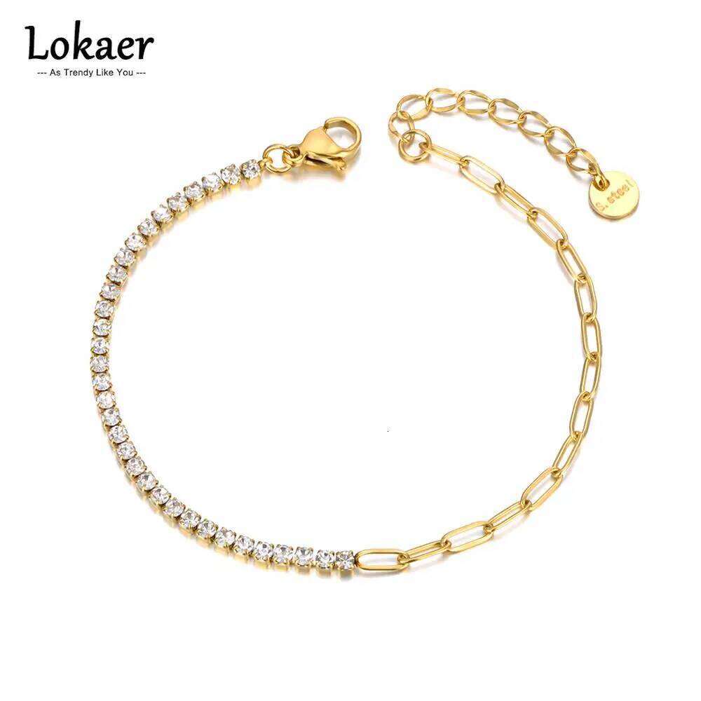 Lokaer Sparkling CZ Crystal Charm Bracelets For Women Girls Stainless Steel Link Chain Bohemia Beach Jewelry B22109 Z260313