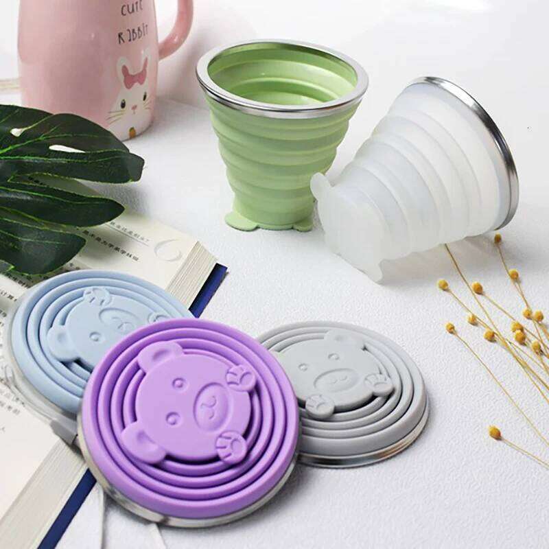 180/320ML Silicone Collapsible Travelling Cups Reusable & Portable Drinking Cup with Lids for Outdoor Hiking/Camping Z260314