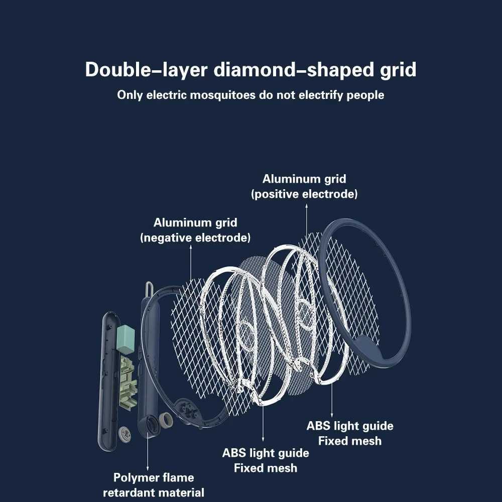 USB Rechargeable Foldable Electric Mosquito Swatter 3500V Killer Fly Swatter Trap 4 IN 1 Insect Killer With UV Light Bug Zapper H260313